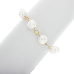 Pearls & Twisted Rings Bracelet in 14k Gold Filled BR194