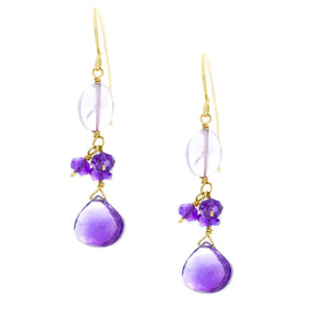 Amethyst drop with oval and rondelle dangles