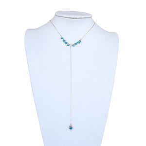 Dark Blue Apatite with Beaded Chain Y Necklace