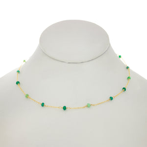 Jungle Green - Emerald, Chrysoprase, Green Onyx Between Chain Necklace