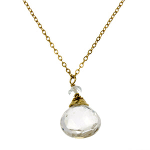 White Topaz One Drop Necklace