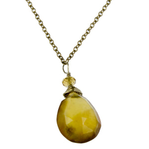Yellow Chalcedony One Drop Necklace
