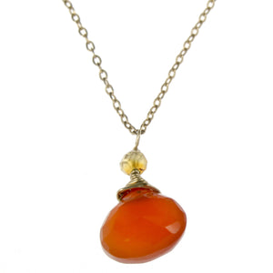 Orange Carnelian One Drop Necklace