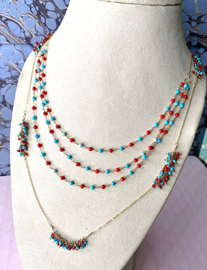 #019 red coral turquoise gypsy set