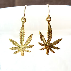 #712 large right/left sway cannabis charm earrings