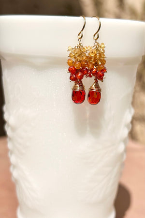 #662 orange CZ ombré earrings