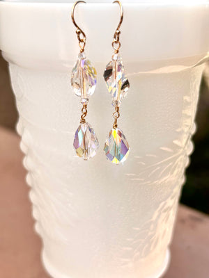 #807 clear AB Swarovski crystal drops earrings