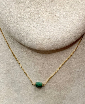 #603 rectangle emerald 14” chain necklace