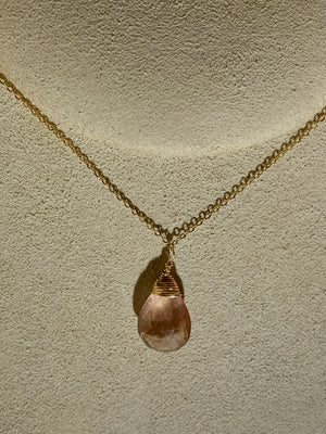 #586 champagne topaz single drop 16” necklace