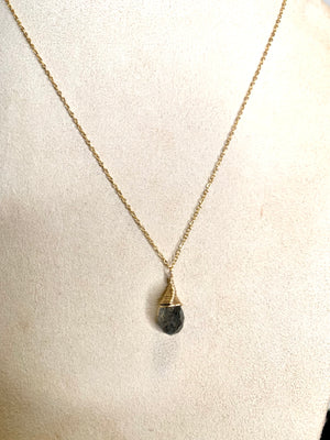 #590 kyanite drop 16” chain necklace