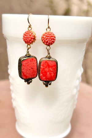 #656 antique coral earrings