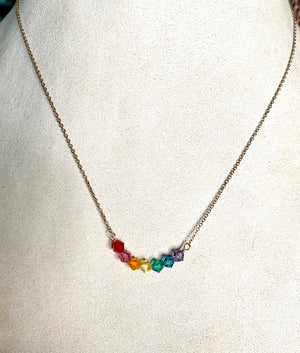 #544 rainbow Swarovski crystal necklace 16”