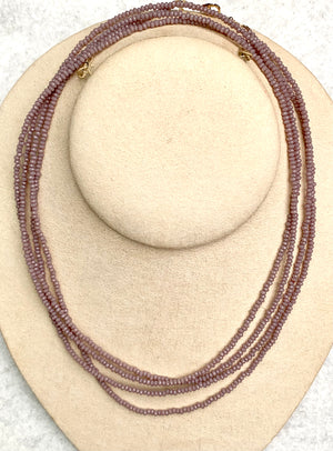 #547 light purple Chinese crystal strung necklace 64.5”