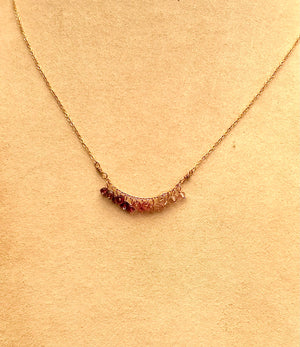 #760 garnet, spinel, tourmaline dangle 18” necklace