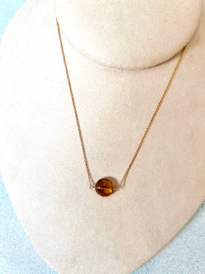 #635 round citrine 14” chain necklace