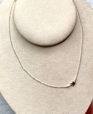 #701 sterling silver mini cannabis 16” chain necklace