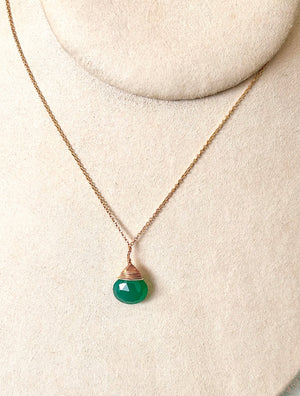 #653 large green onyx drop 16” Jayne necklace
