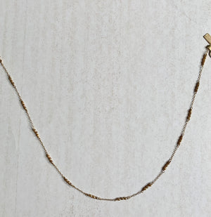 #543 pink rice pearls chain 16.5” necklace