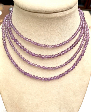 #575 5mm round amethyst strung necklace