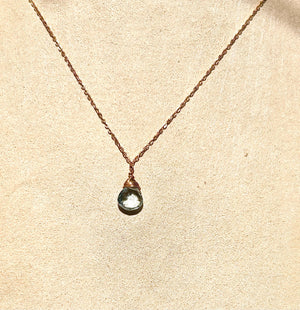 #736 aquamarine single drop 14” necklace