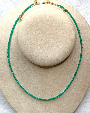#580 green onyx 2mm round strung 15.25” necklace