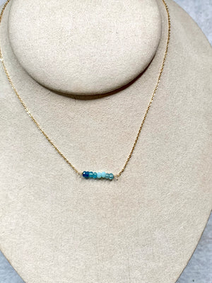 #721 blue Opal ombré bar 16” necklace