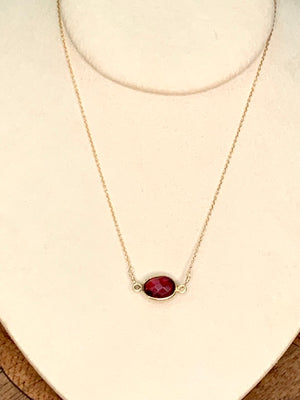 #585 ruby beveled 14” chain necklace