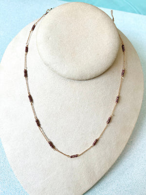 #638 beige seed pearls 16.5” chain necklace