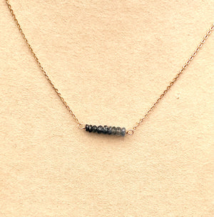 #744 blue sapphire bar 15.75” necklace