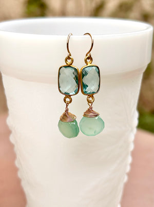 #681 blue chalcedony blue quartz earrings