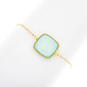 Large Square Rope Aqua Bezel Bracelet BR224