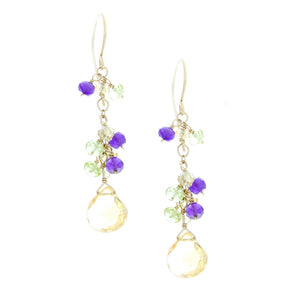 Citrine Drop with Amethyst and Peridot Dangling