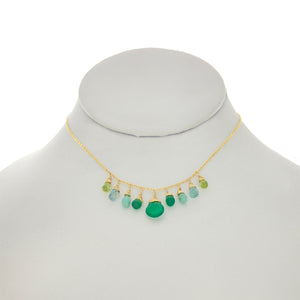 Shamrock Green - Green Onyx, Turquoise, Apatite, Aquamarine Drops Necklace