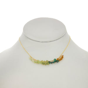 Cedar Green - Mandarin Garnet, Emerald, Vesuvianite, Peridot, Prenite dangle Necklace