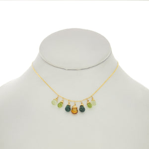 Cedar Green - Citrine, Emerald, Peridot, Prenite Drop Necklace