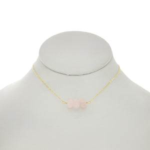 French Pink - Rose Quartz Bar Necklace