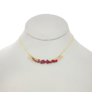 Rose Pompadour - Rubies, Fuschia Quartz, Pink Topaz, Pink Tourmaline, Rose Quartz Rondelles Dangle Necklace