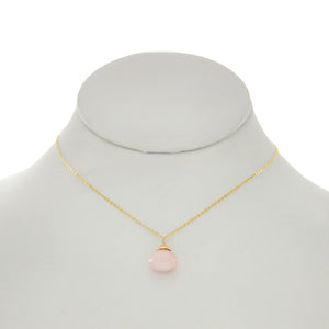Rose Pompadour- Pink Opal Drop Necklace