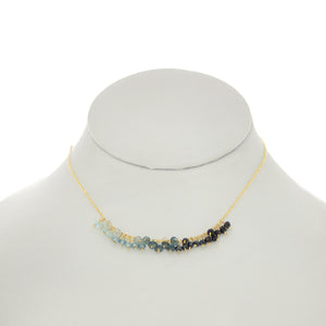 Shades of Blues/Black - Black Onyx, Spinnel, London Blue Topaz Dangle Necklace