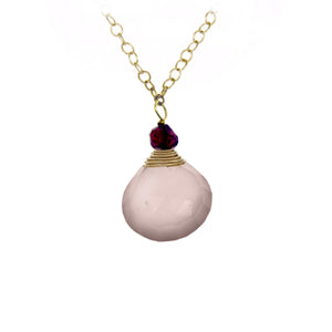 Pink Chalcedony One Drop Necklace