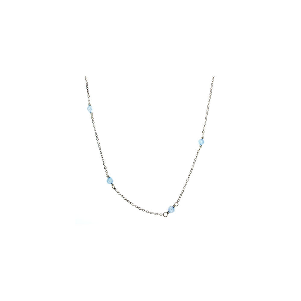 Blue Pearl Bead Chain Necklace