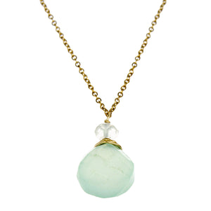 Green Chalcedony One Drop Necklace
