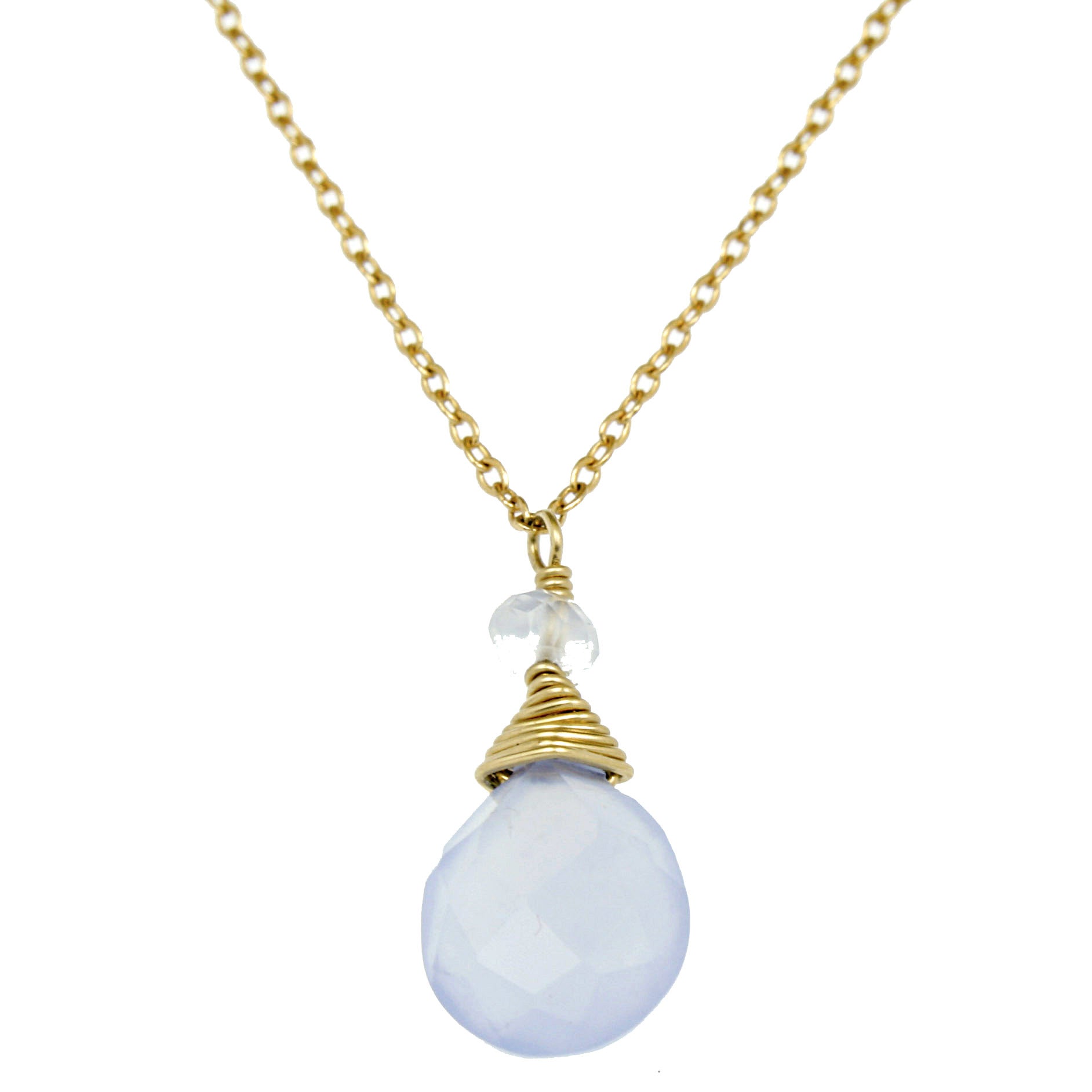 Lavender Blue Chalcedny One Drop Necklace
