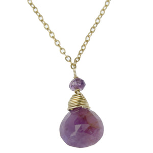 Pink Sapphire One Drop Necklace