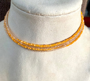 #348 light orange Chinese crystal 49” necklace
