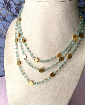 #021 triple layer aqua necklace