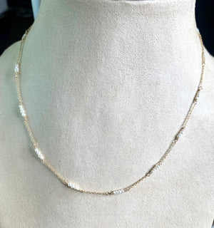 #447 white seed, pearl chain necklace