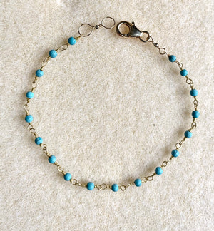#412 matte turquoise wire wrapped bracelet