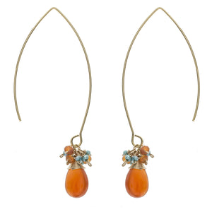 #085 orange carnelian & turquoise pearls