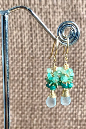 #116 green amethyst ombré cluster earrings